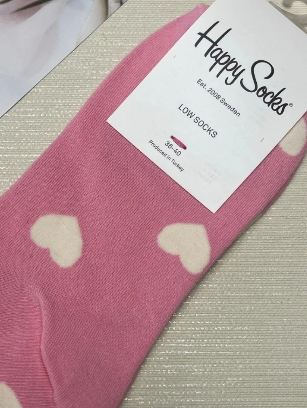 Happy Socks Pink Heart Low-Cut Socks